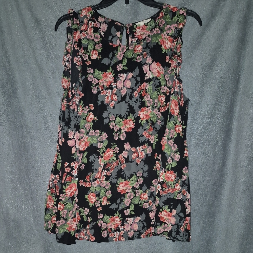 Maurices Black and Pink Floral Blouse